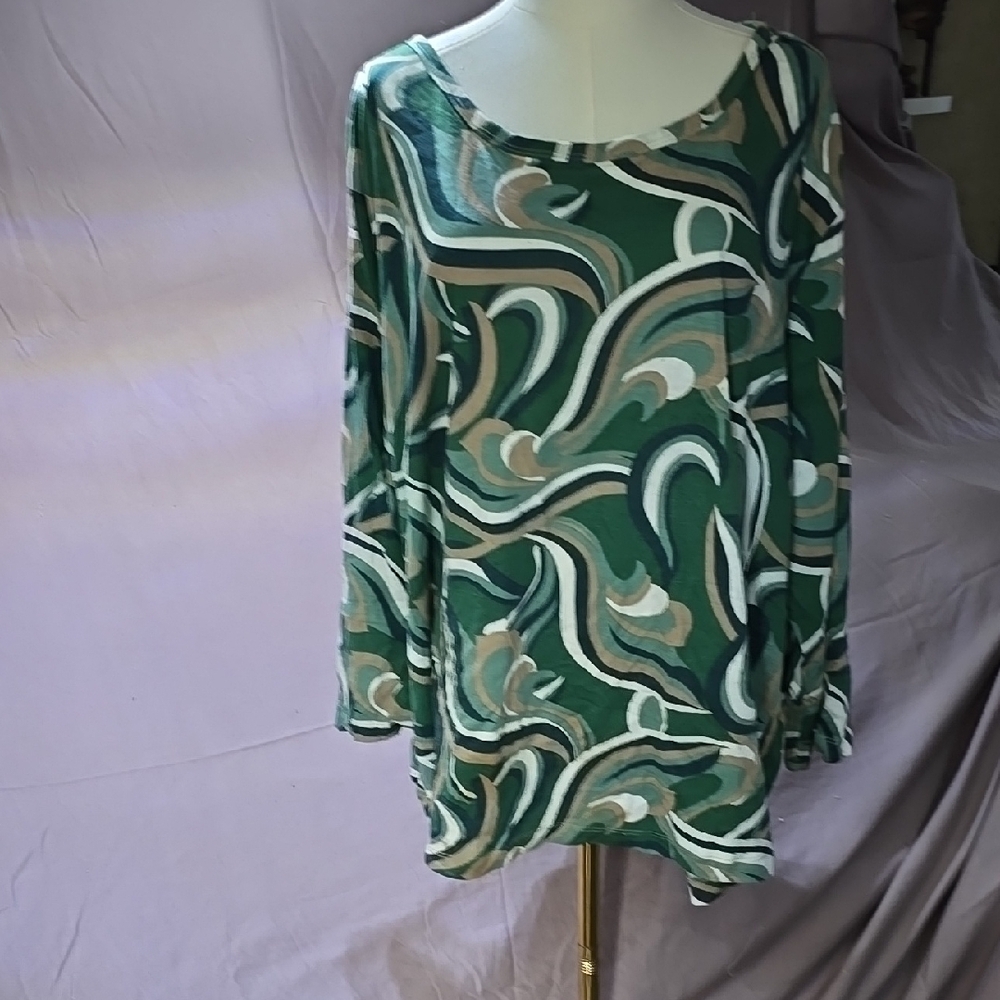 Classic Green Bell Sleeve Long Sleeve Blouse